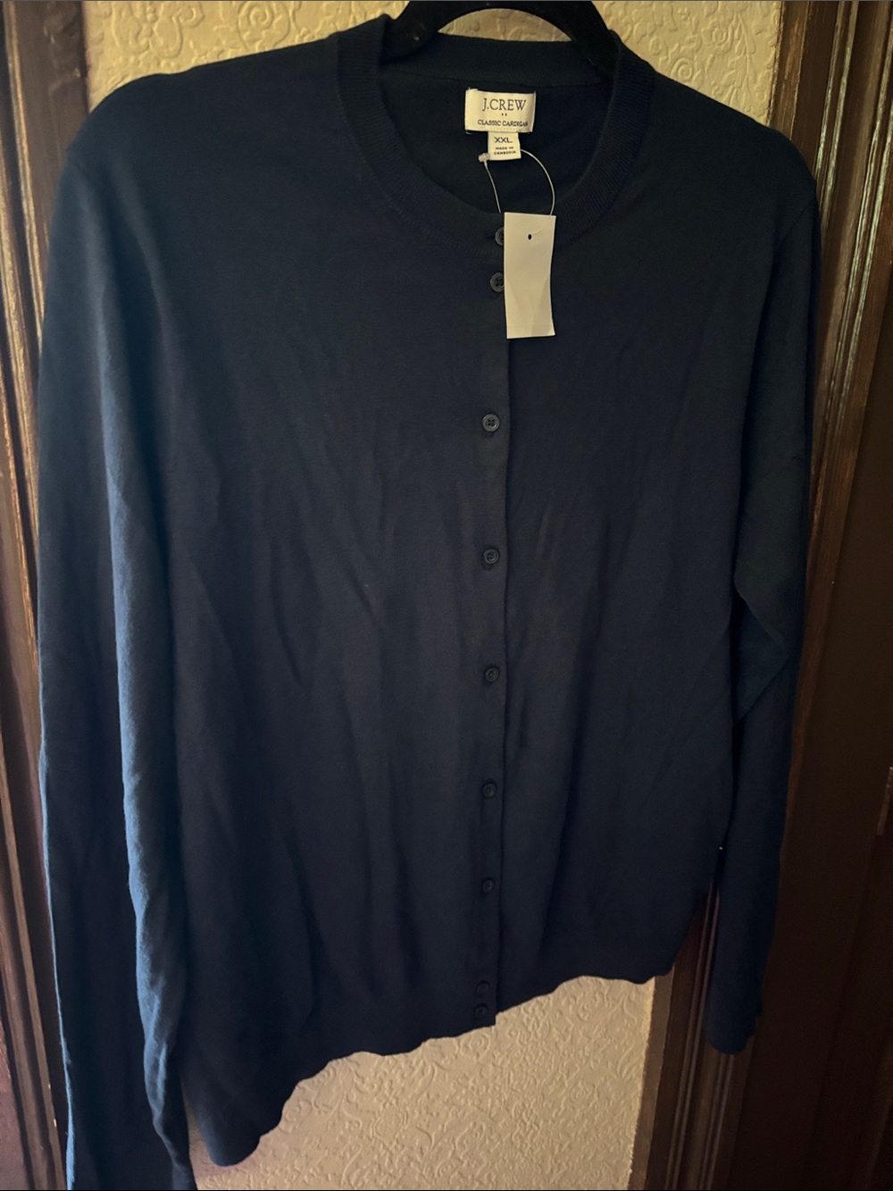 J.Crew Navy lite weight spring cardigan crew neck button up sweater NWT $79. XXL - Picture 1 of 6